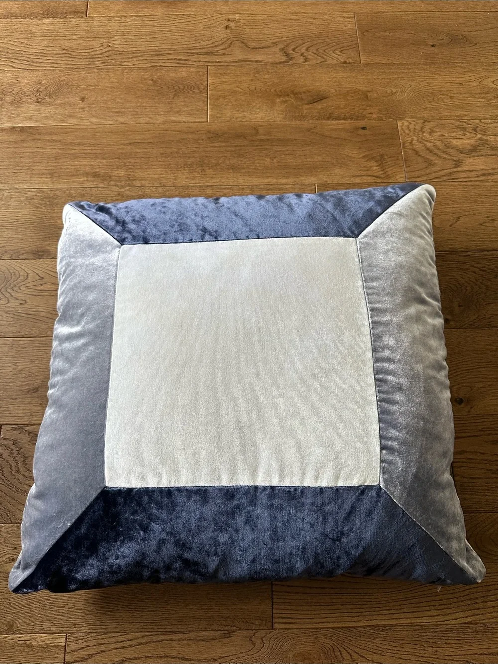 Iosis Paris Luxury Velvet Pillow Blue White Colorblock 24”x24”